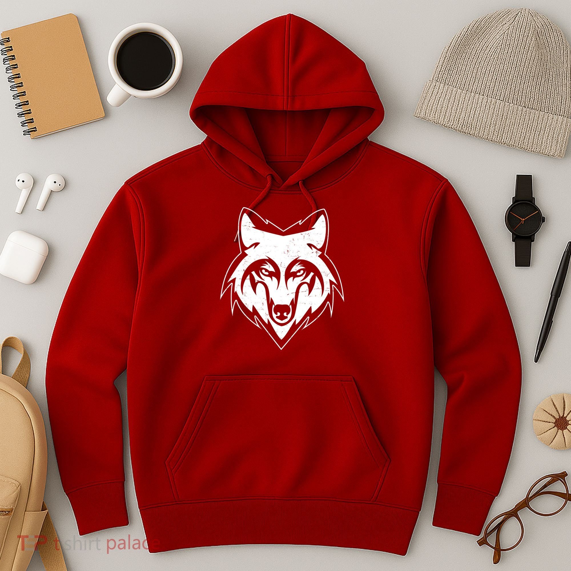 Modern Wolf Face Symbol Hoodie