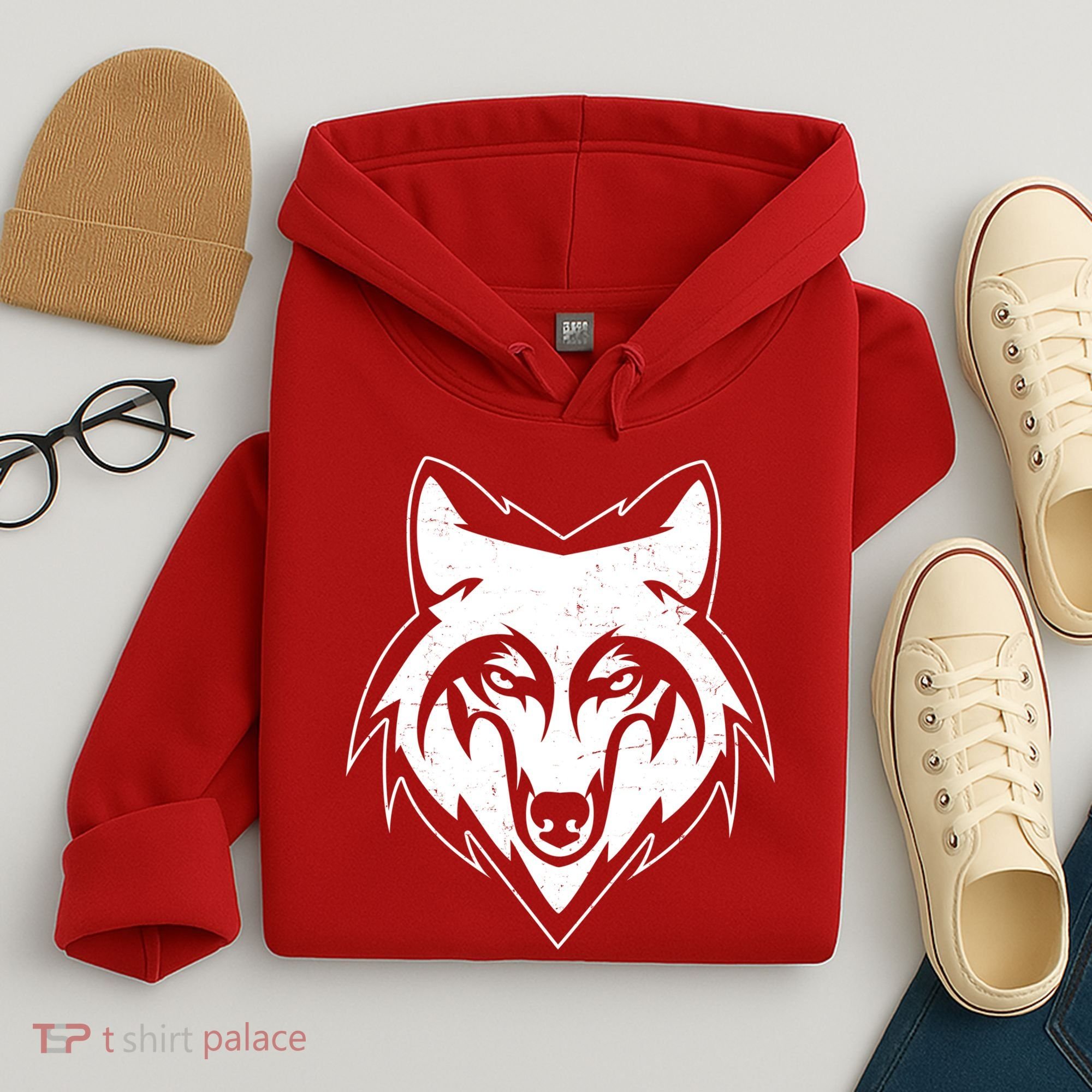 Modern Wolf Face Symbol Hoodie
