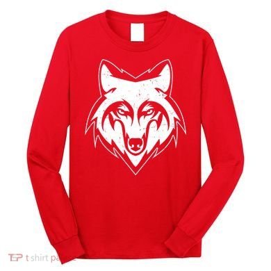 Modern Wolf Face Symbol Long Sleeve Shirt