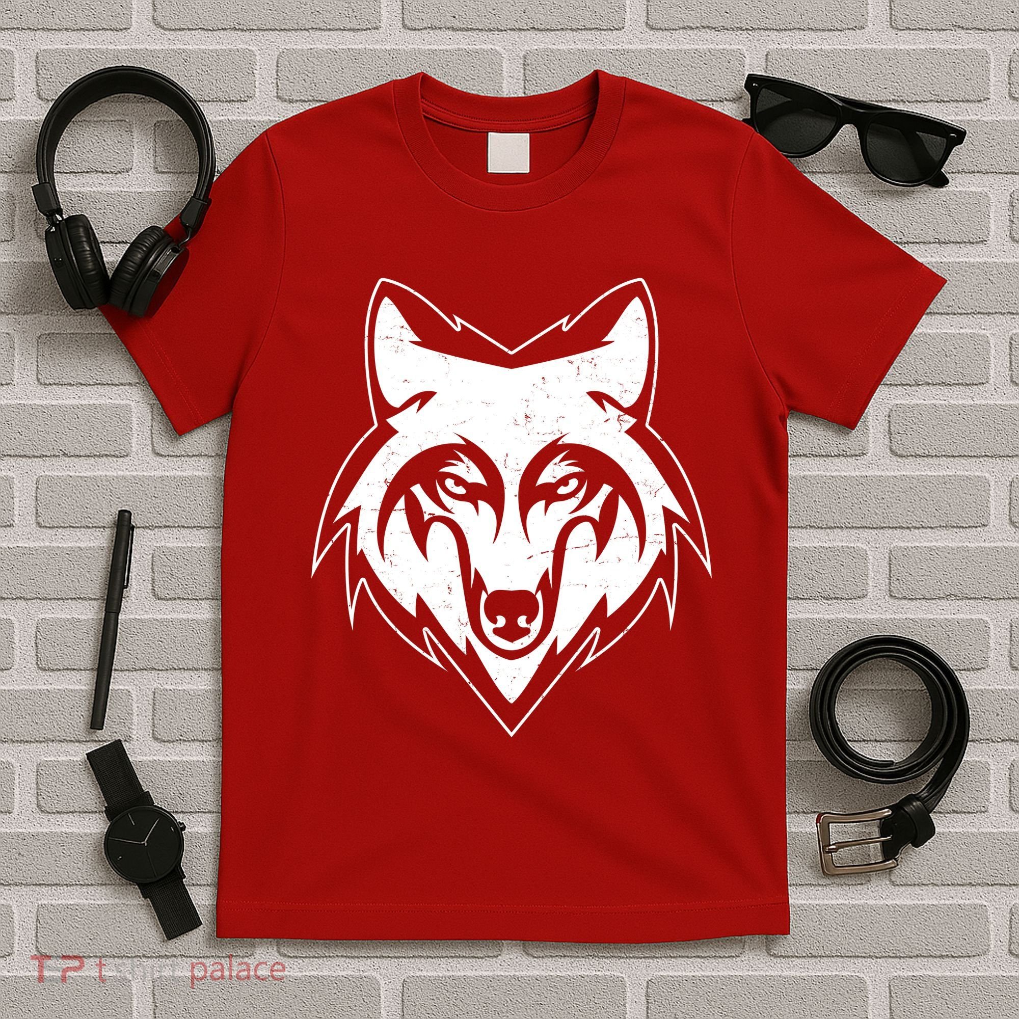 Modern Wolf Face Symbol T-Shirt