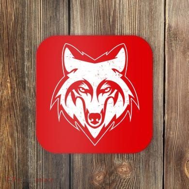 Modern Wolf Face Symbol Coaster