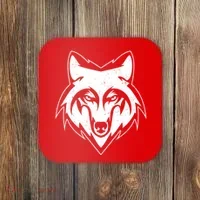 Modern Wolf Face Symbol Coaster thumb 0