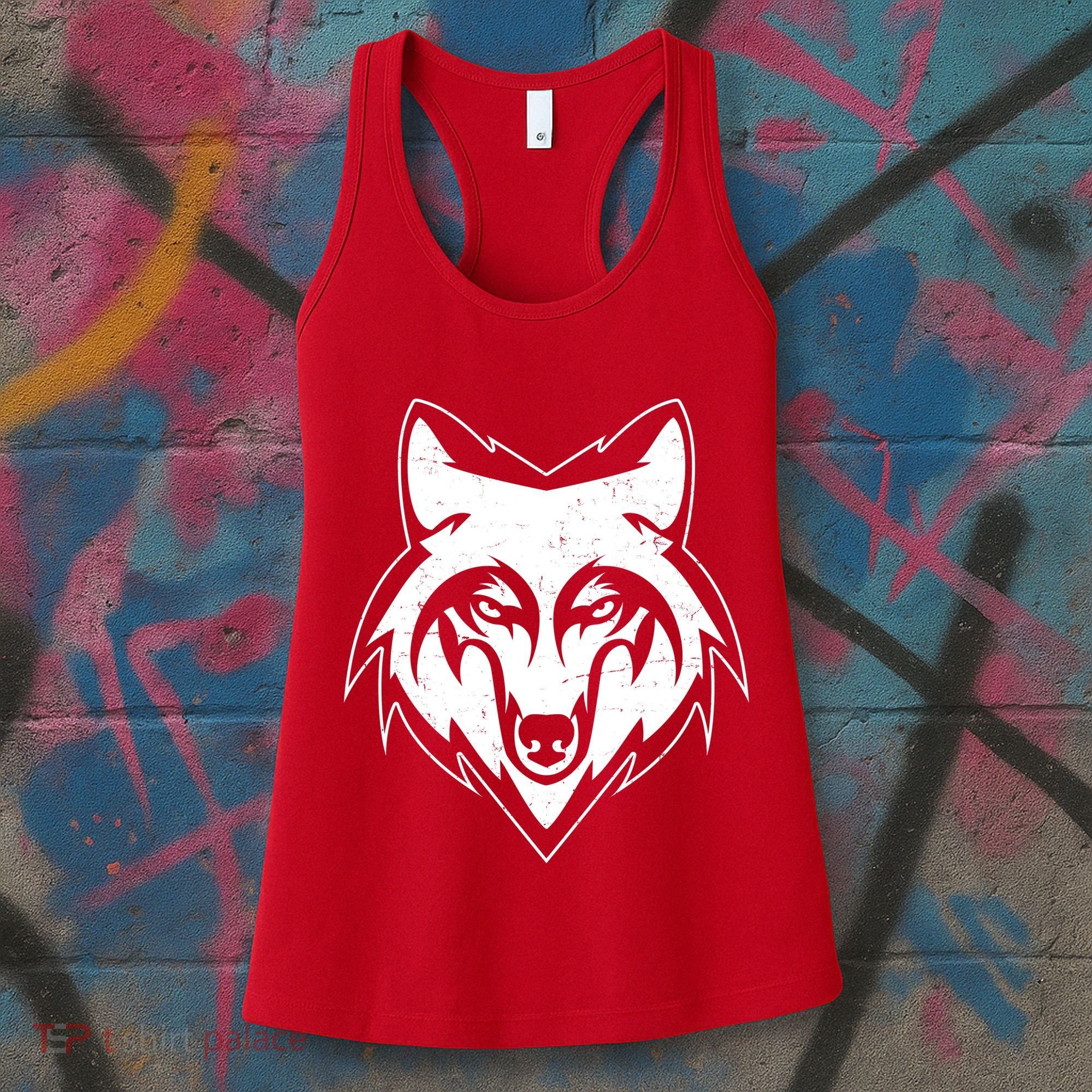 Modern Wolf Face Symbol Women's Tank Top