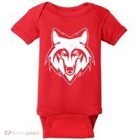 Modern Wolf Face Symbol Baby Bodysuit thumb 0