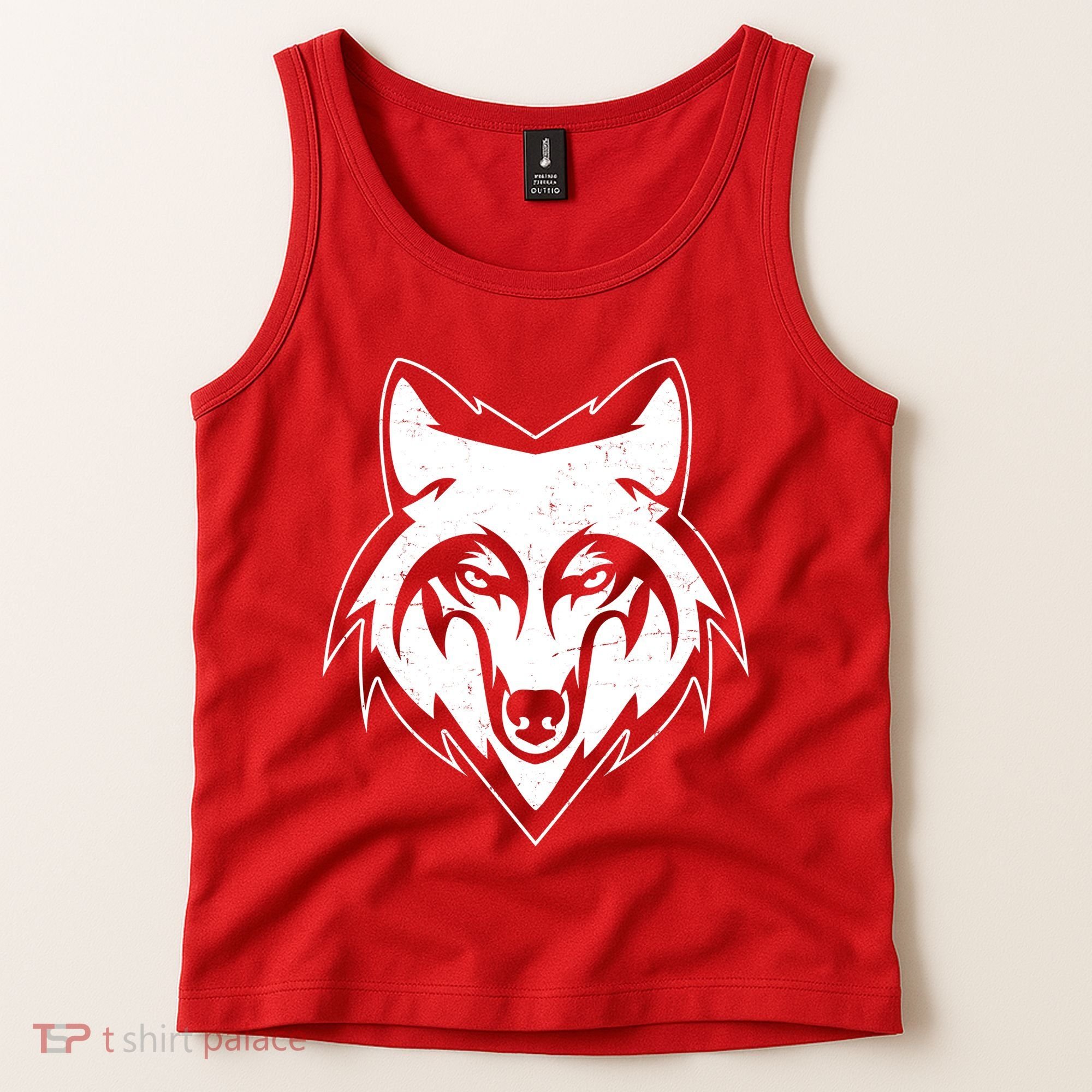 Modern Wolf Face Symbol Tank Top