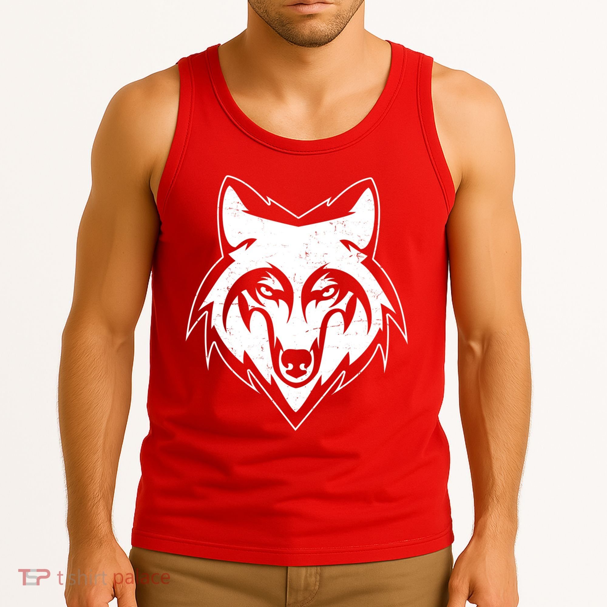 Modern Wolf Face Symbol Tank Top