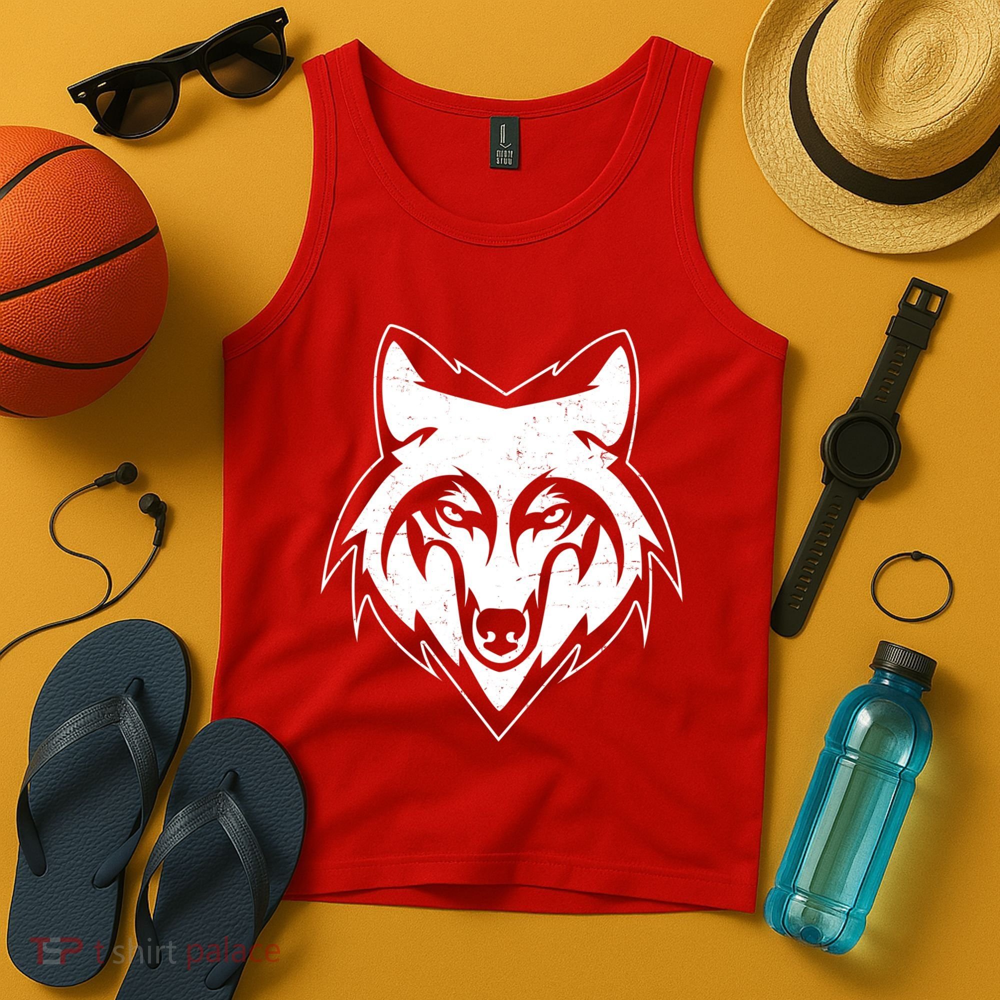 Modern Wolf Face Symbol Tank Top