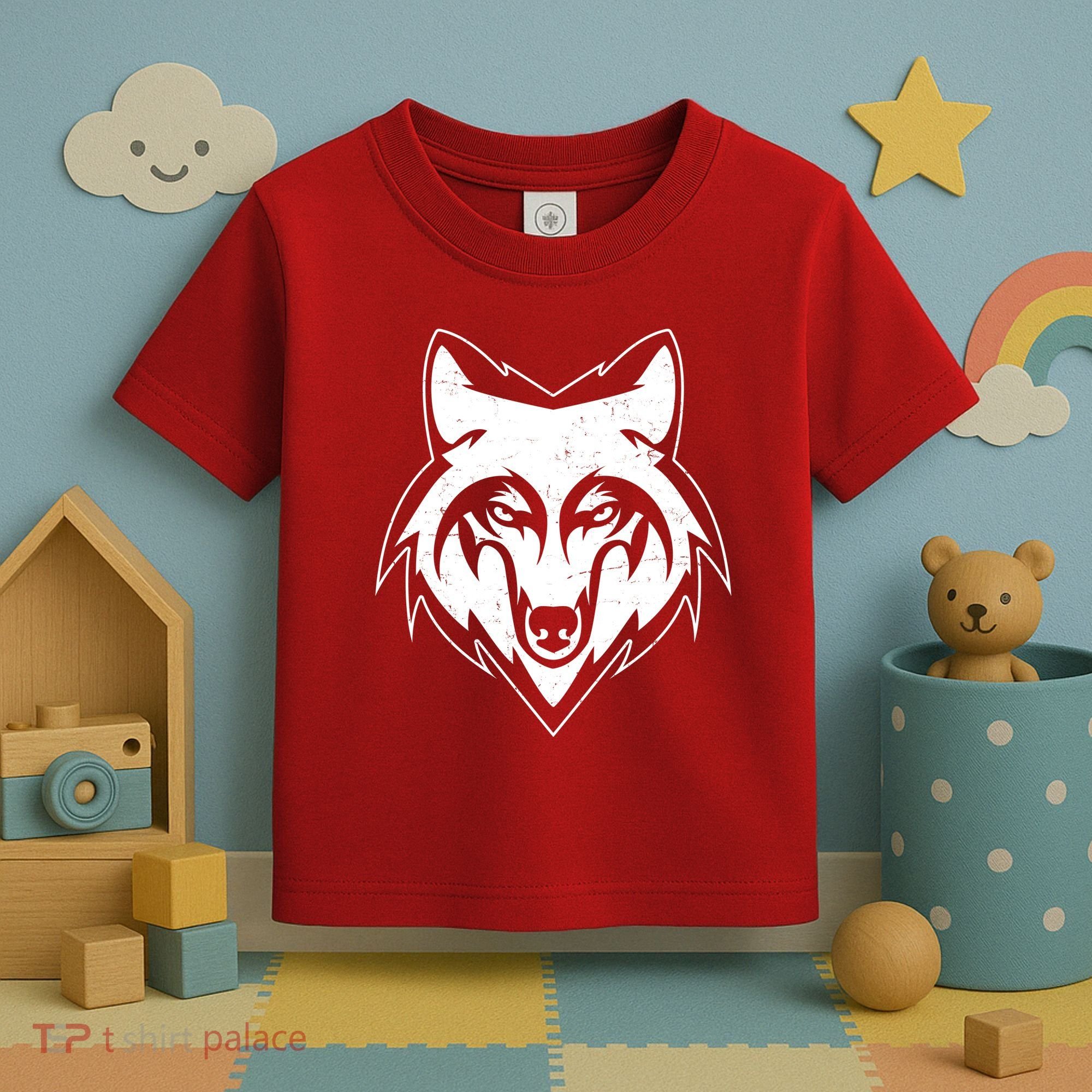 Modern Wolf Face Symbol Toddler T-Shirt