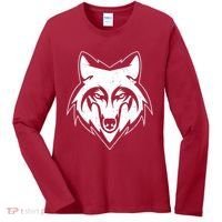 Modern Wolf Face Symbol Women's Long Sleeve Shirt thumb 0