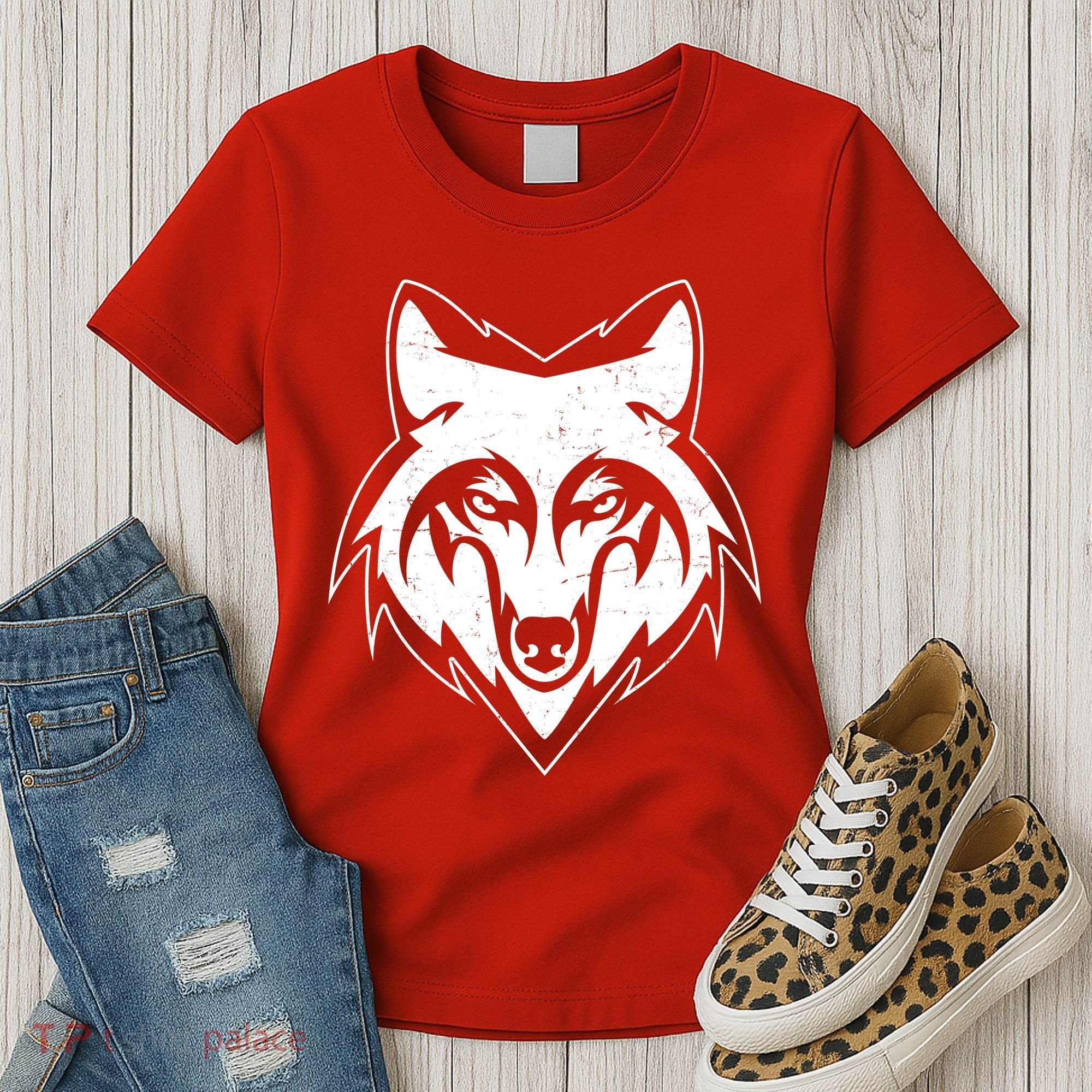 Modern Wolf Face Symbol Women's T-Shirt