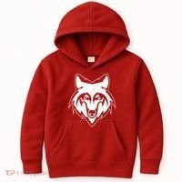Modern Wolf Face Symbol Kids Hoodie thumb 0
