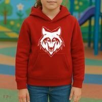 Modern Wolf Face Symbol Kids Hoodie thumb 3