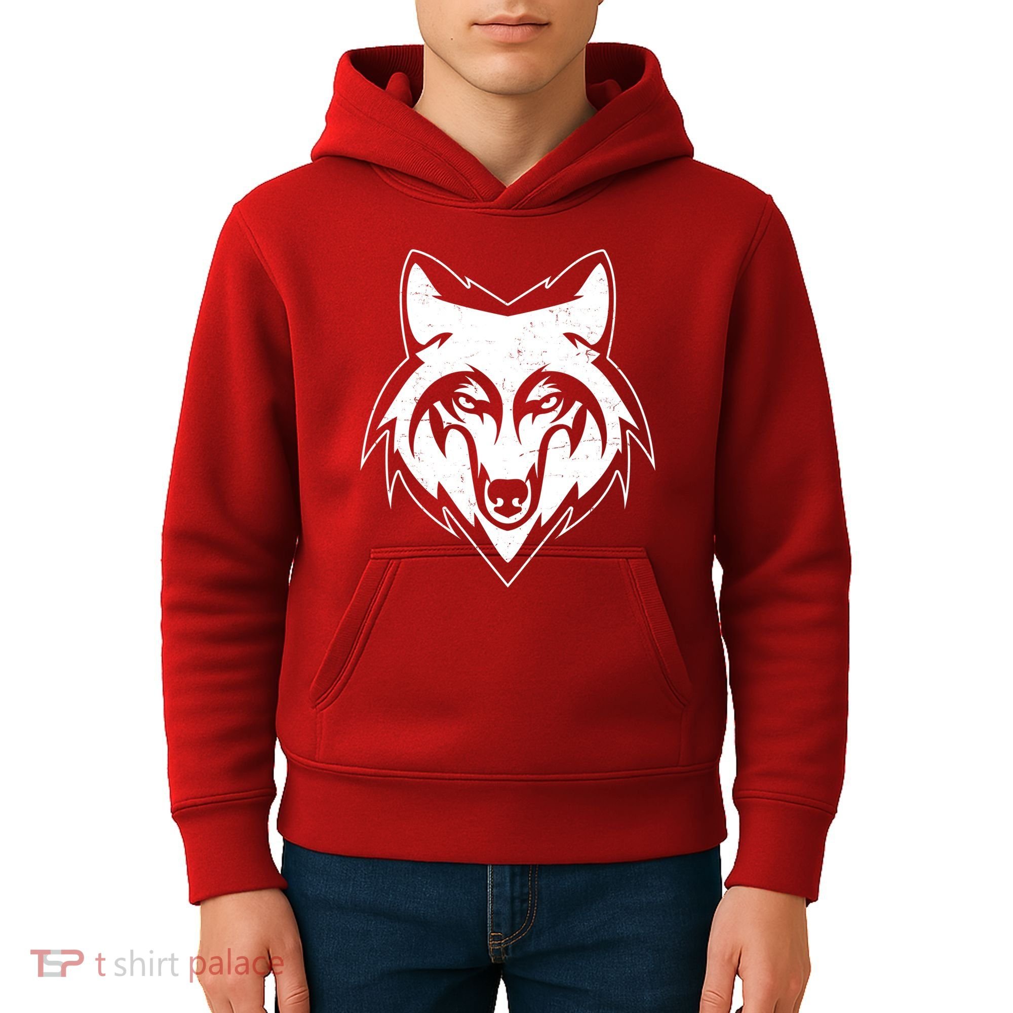 Modern Wolf Face Symbol Kids Hoodie