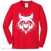 Modern Wolf Face Symbol Kids Long Sleeve Shirt thumb 0
