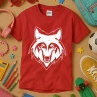 Modern Wolf Face Symbol Kids T-Shirt thumb 3