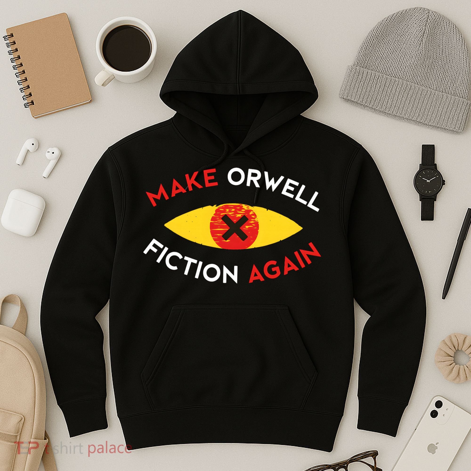 Make Orwell Fiction Again Eye Reading Books Hoodie
