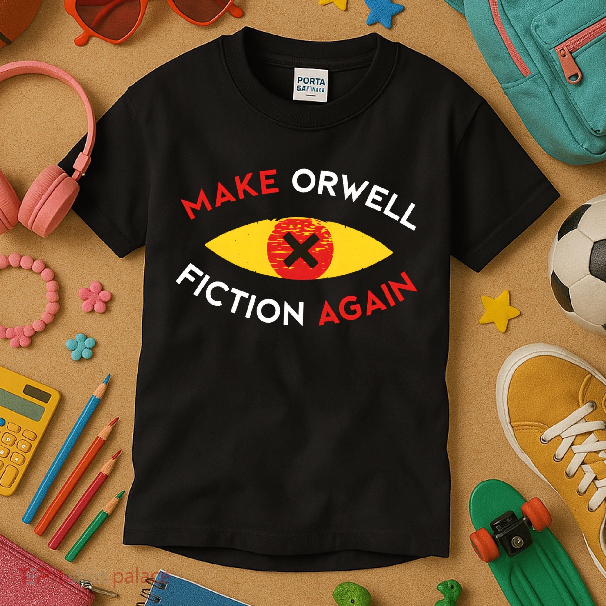 Make Orwell Fiction Again Eye Reading Books Kids T-Shirt