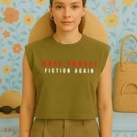 Make Orwell Fiction Again Trump Garment-Dyed Women's Muscle Tee thumb 4