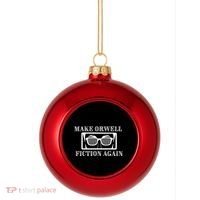 Make Orwell Fiction Again Plastic Christmas Ball Ornament thumb 0