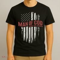 Man Of God Husband Dad Grandpa United States Flag Father's Day T-Shirt thumb 3