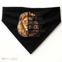 Man Of God Husband Daddy Protector Hero Dad Lion Father's Day USA-Made Doggie Bandana thumb 0