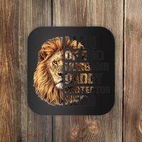 Man Of God Husband Daddy Protector Hero Dad Lion Father's Day Coaster thumb 0