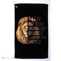 Man Of God Husband Daddy Protector Hero Dad Lion Father's Day Golf Towel thumb 0