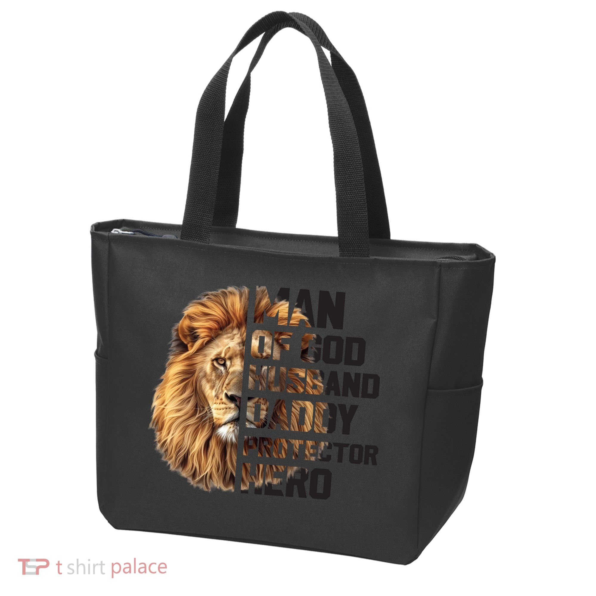 Man Of God Husband Daddy Protector Hero Dad Lion Father's Day Tote Bag
