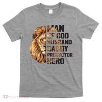 Man Of God Husband Daddy Protector Hero Dad Lion Father's Day T-Shirt thumb 0