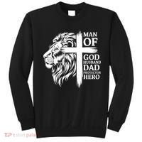 Man Of God Husband Daddy Protector Hero Dad Lion Jesus Cross Sweatshirt thumb 0