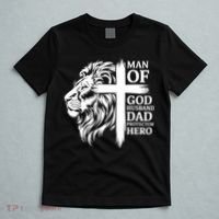 Man Of God Husband Daddy Protector Hero Dad Lion Jesus Cross T-Shirt thumb 5