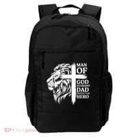 Man Of God Husband Daddy Protector Hero Dad Lion Jesus Cross Backpack thumb 0