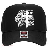 Man Of God Husband Daddy Protector Hero Dad Lion Jesus Cross Hat thumb 0