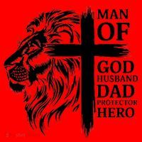 Man Of God Husband Daddy Protector Hero Dad Lion Jesus Cross Santa Hat thumb 1