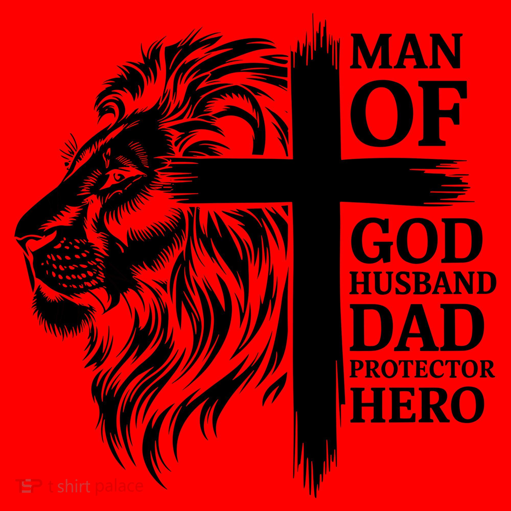 Man Of God Husband Daddy Protector Hero Dad Lion Jesus Cross Santa Hat