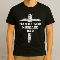 Man Of God Husband Dad Christian Faith Fathers Day Dad Gift T-Shirt thumb 3
