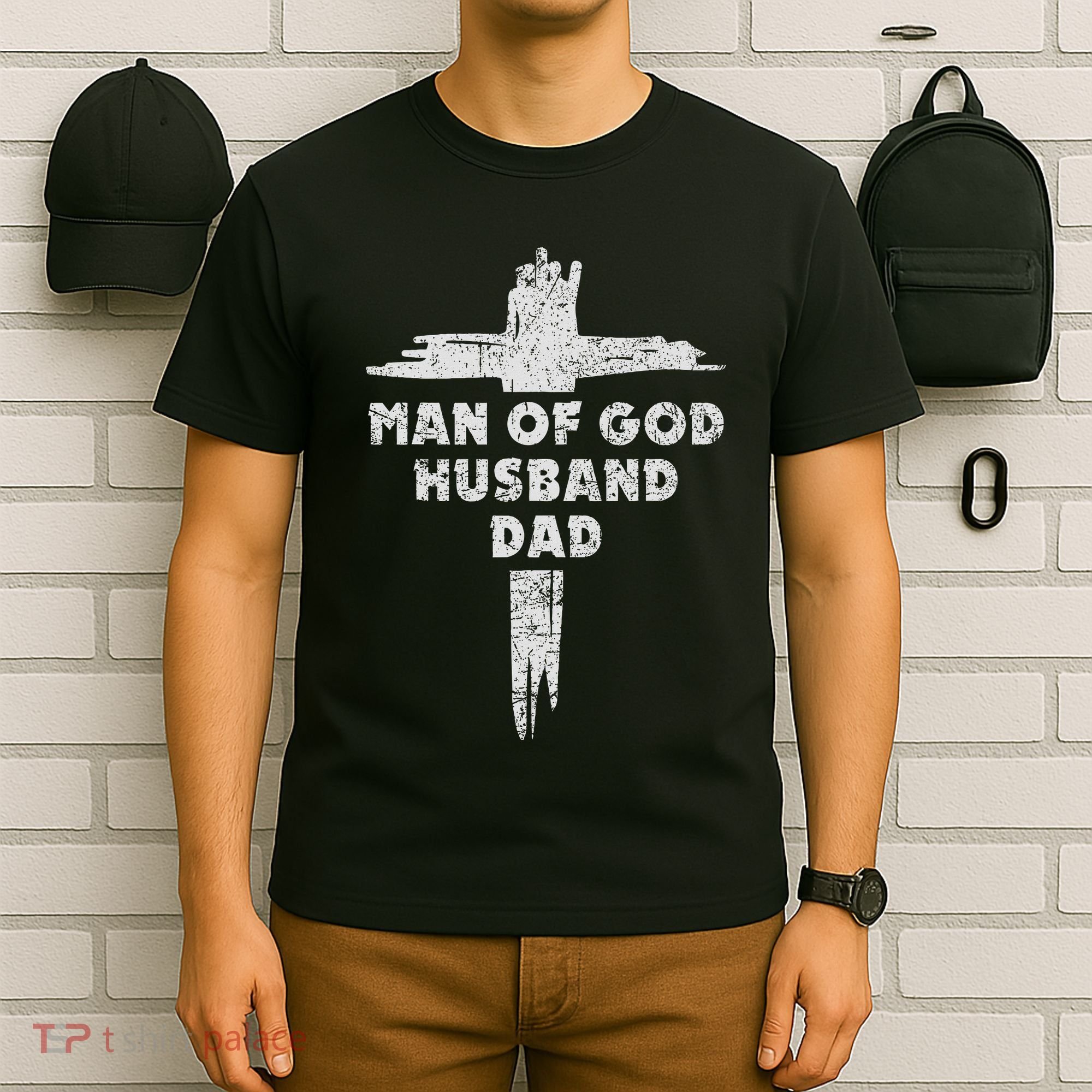 Man Of God Husband Dad Christian Faith Fathers Day Dad Gift T-Shirt