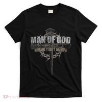 Man Of God Husband Dad Grandpa Cross Christian T-Shirt thumb 0