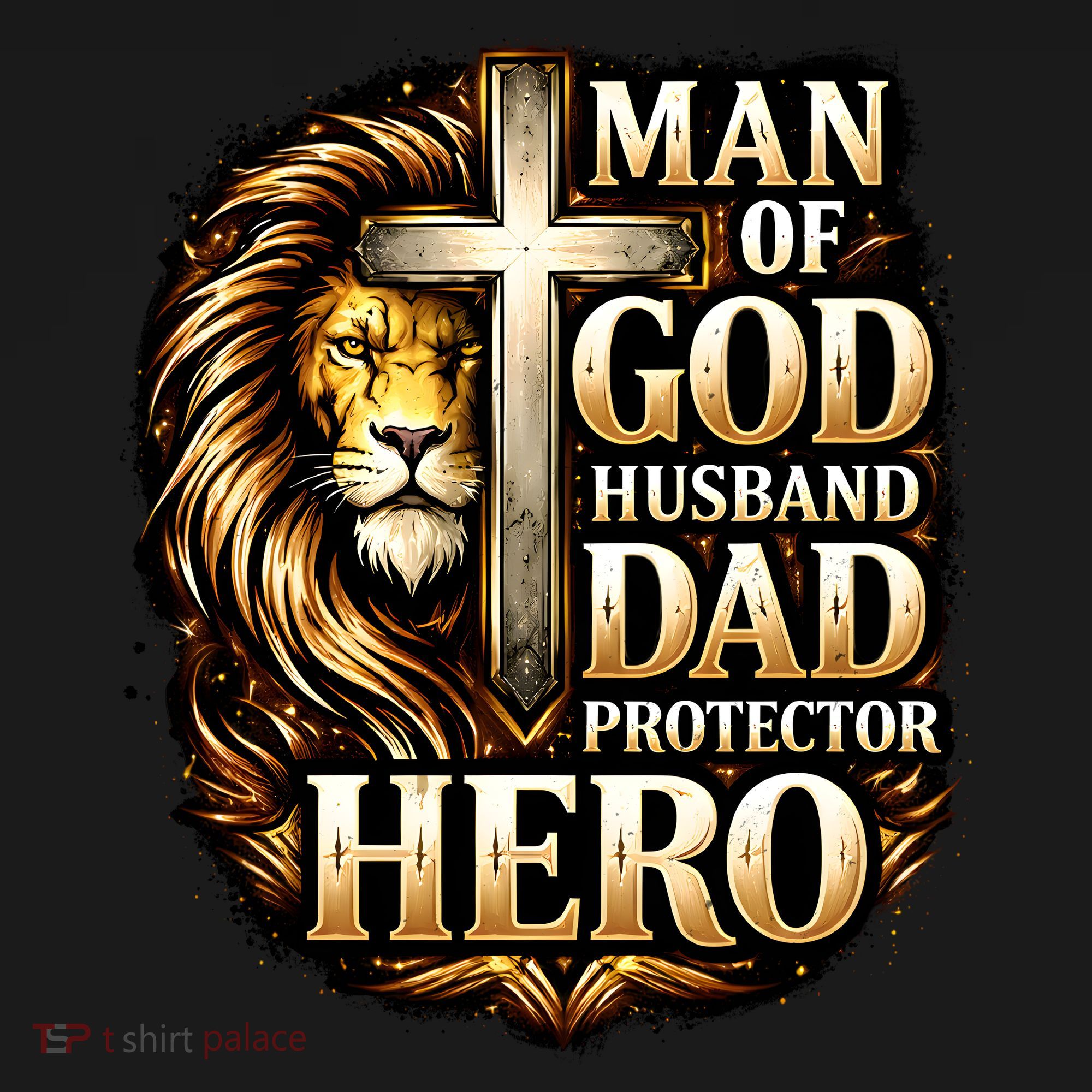 Man Of God Husband Dad Protector Lion Bucket Hat
