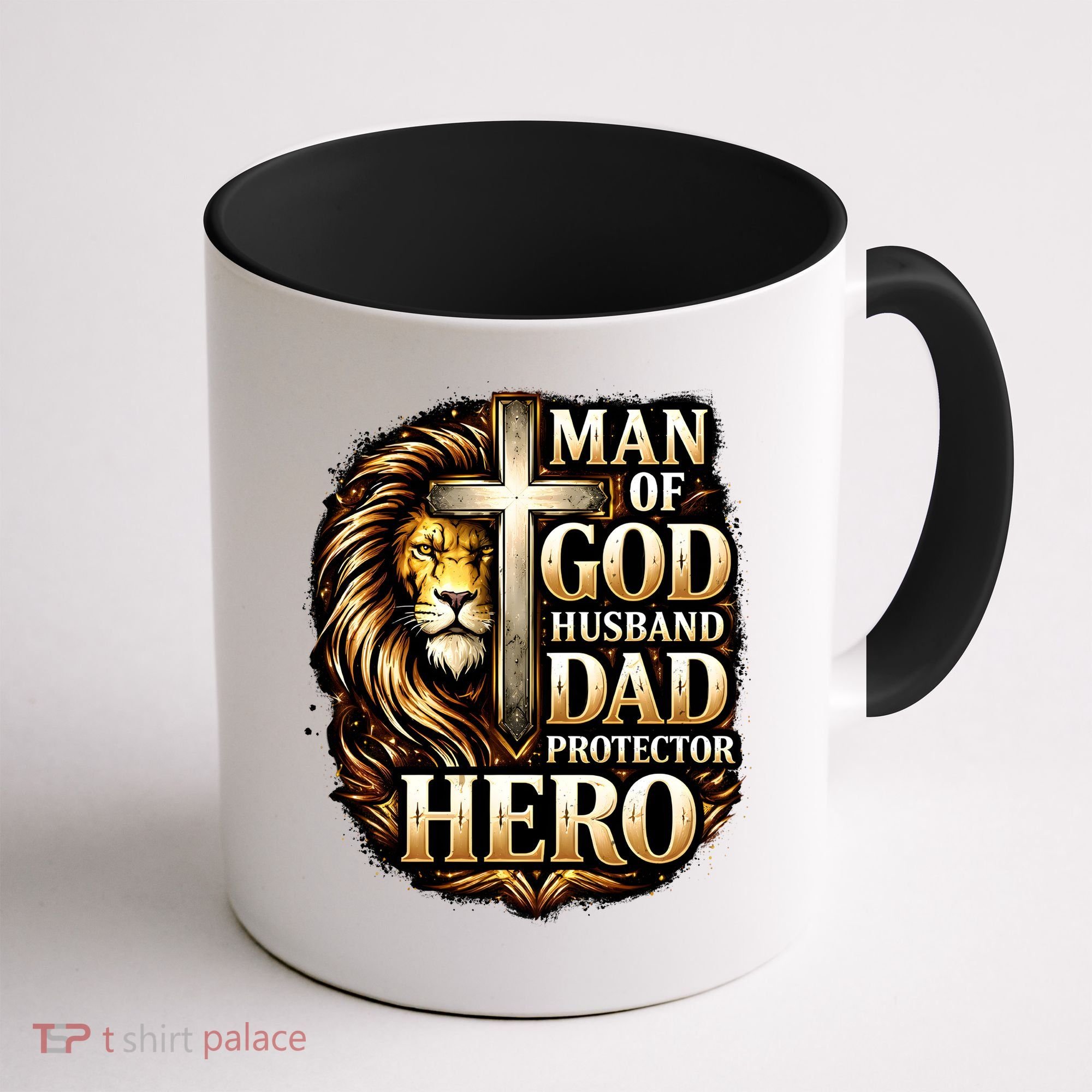 Man Of God Husband Dad Protector Lion Coffee Mug