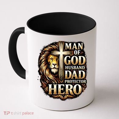 Man Of God Husband Dad Protector Lion Coffee Mug