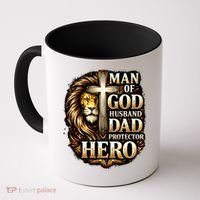 Man Of God Husband Dad Protector Lion Coffee Mug thumb 0