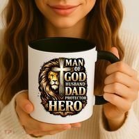 Man Of God Husband Dad Protector Lion Coffee Mug thumb 3