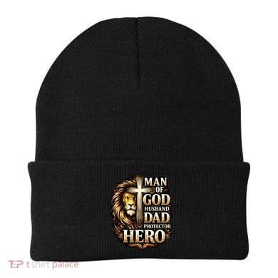 Man Of God Husband Dad Protector Lion Beanie