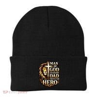 Man Of God Husband Dad Protector Lion Beanie thumb 0