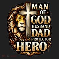 Man Of God Husband Dad Protector Lion Beanie thumb 2