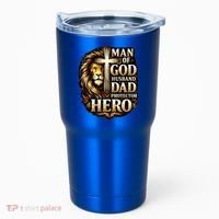 Man Of God Husband Dad Protector Lion Tumbler thumb 0