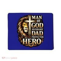 Man Of God Husband Dad Protector Lion Mousepad thumb 0