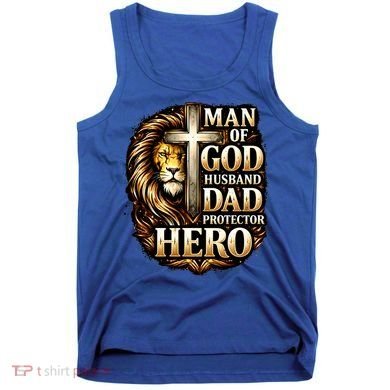 Man Of God Husband Dad Protector Lion Tank Top