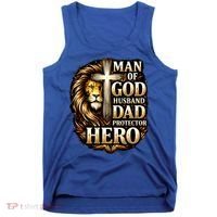 Man Of God Husband Dad Protector Lion Tank Top thumb 0